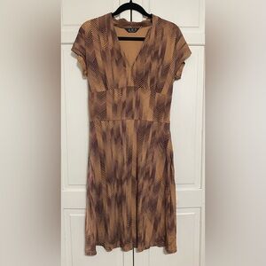 ABS Allen Schwartz Brown and Cream Patterned Dress